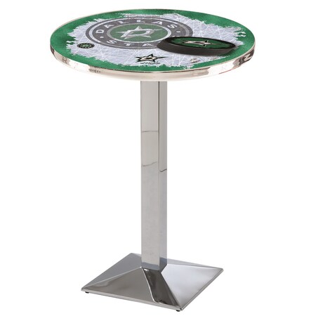 Holland Bar Stool Co 36" Chrome Dallas Stars Pub Table, 28" dia. Top L217C3628DalSta-D2